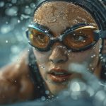 female competes in the Olympics, TRIATHLON, Shot in the style of Nikon D850 camera with an f/4 wide-angle lens. The photo should have a cinematic feel, capturing both her determination as well as the vibrant atmosphere of live action sports. Hyperrealistic, soft light, cinematic, volumetric lighting, depth of field. --ar 16:9 --stylize 250 Job ID: 3058c135-c8c1-42bd-b6bc-b5c08acfbd5c